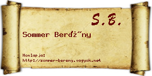 Sommer Berény névjegykártya
